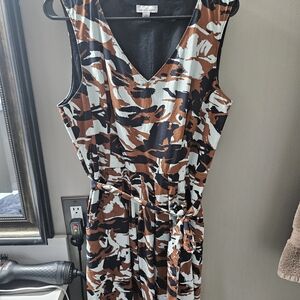 Signature Brown and Black Camouflage Midi Dress